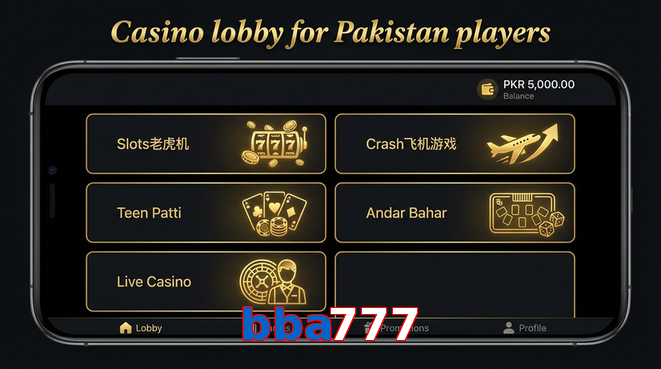 Lobby view of Bba777 for Pakistan users